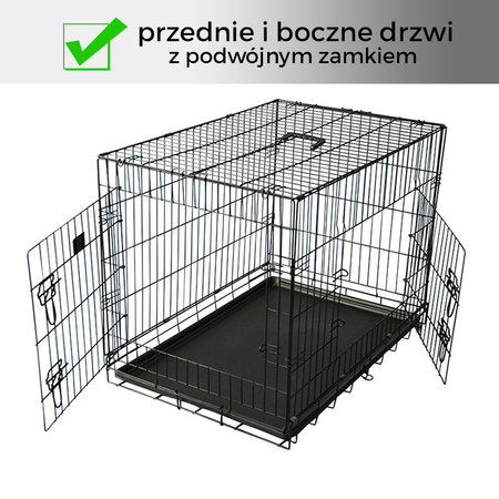 Klatka dla psa kota pupila metalowa 2XL 102*68*75 cm Czarna