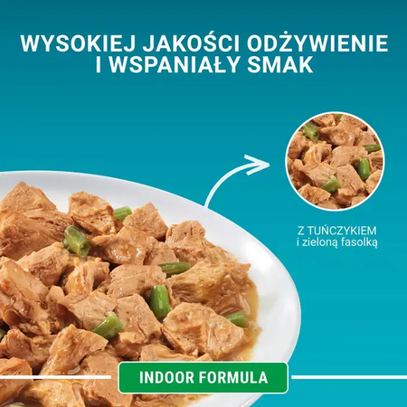 Purina One Indoor Formula 24x85g Mokra Karma Dla Kota Z Tuńczykiem I Zielona Fasolką
