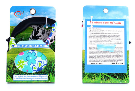 Automatyczna kolorowa smycz długość 5m dla małych i średnich psów wzór WESOŁY ROGER