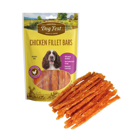 DOG FEST Chicken Fillet Bars 90g - Pałeczki z Filetu z Kurczaka, Naturalny Przysmak dla Dorosłych Psów