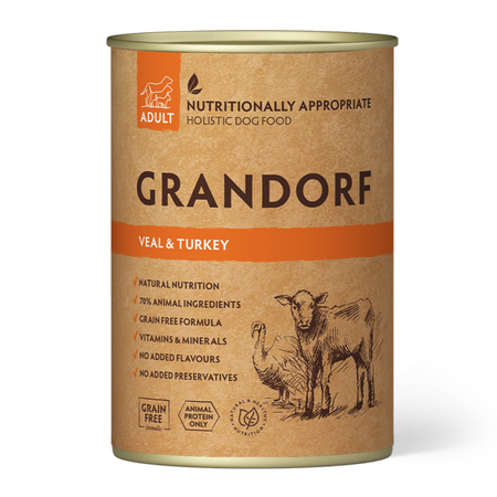 Grandorf Adult Veal Turkey Bezzbożowa Mokra Karma Dla Psa Z Cielęciną I Indykiem 400g