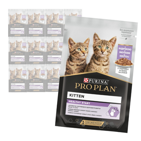 Purina Pro Plan Kitten Healthy Start 12x85g Mokra Karma Dla Kociąt z Indykiem w Sosie