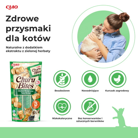 Inaba Cat Churu Bites 4x30g Przysmak Dla Kota Ciasteczka Z Nadzieniem Z Kurczakiem I Tuńczykiem