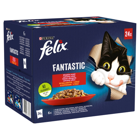 Felix Fantastic Karma Dla Kotów Wiejskie Smaki W Galaretce 96x85g Wołowina Kurczak Jagnięcina Królik