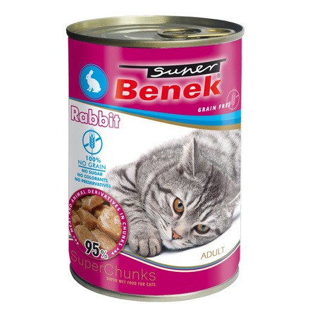 Super Benek Chunks Bezzbożowa Mokra Karma Dla Kota Z Królikiem W Sosie 6x415g
