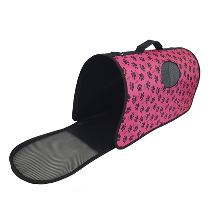 Transporter Torba Podróżna Dla Psa Kota Królika Składana w Różowa w Łapki