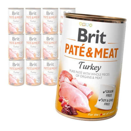 Brit Pate & Meat Indyk 12x400g Lekkostrawna Mokra Karma dla Psów Wszystkich Ras