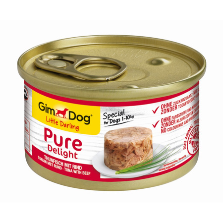 GimDog Pure Delight Tuńczyk z Wołowiną 85g Mokra Karma Dla Psów Wrażliwych Małych Ras