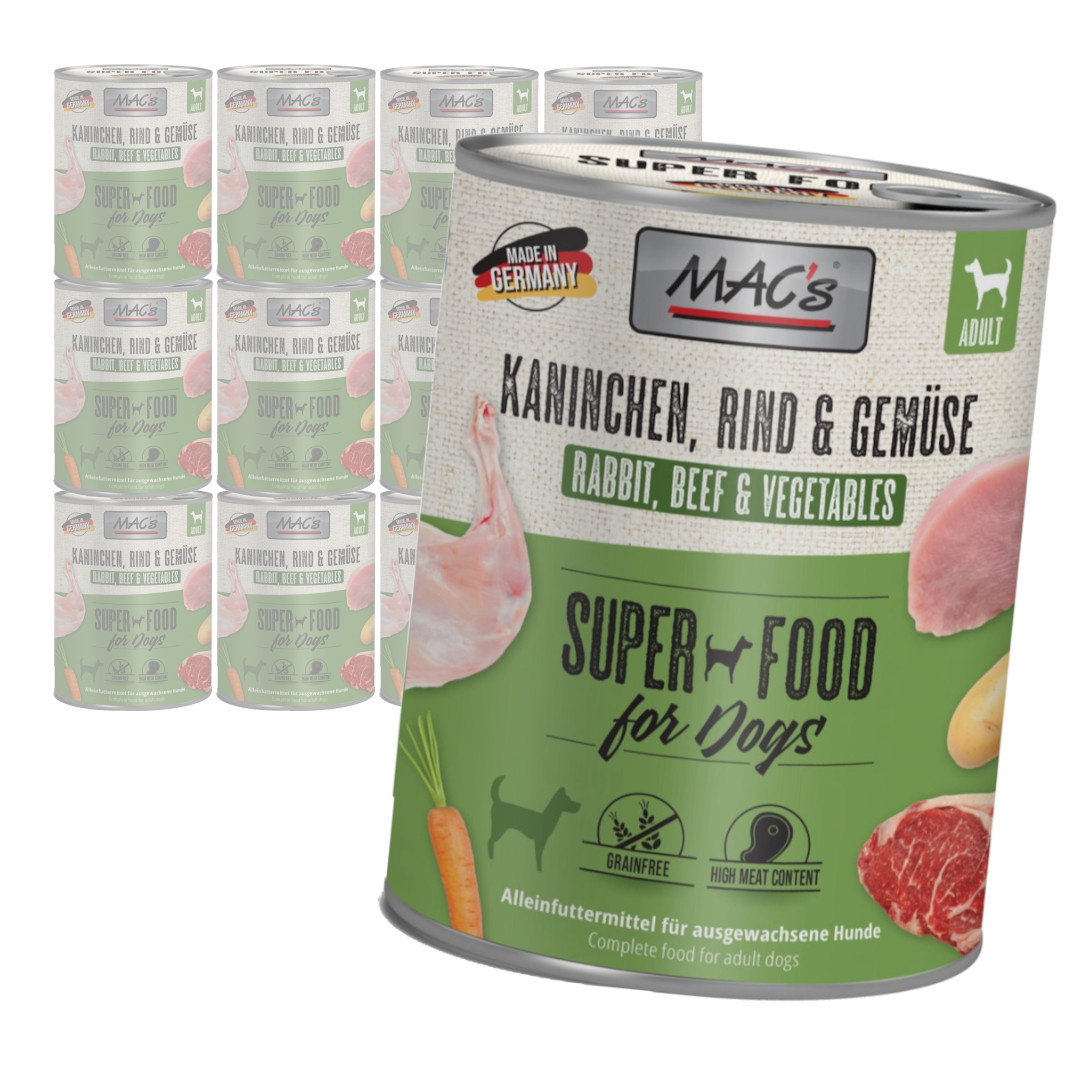 MAC's Dog Bezzbożowa Mokra Karma Dla Psa Z Królikiem Wołowiną I Warzywami