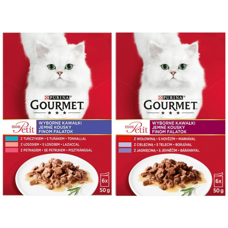 Purina Gourmet Mon Petit Mix Mięsnych Rybnych Smaków 72x50g Mokra Karma Dla Kota Wyborne Kawałki