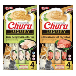 Inaba Cat Churu Luxury 8x14g (112g) Kremowy Przysmak Dla Kota  Tuńczyk z Solą i Kurczak z Wołowiną Wagyu