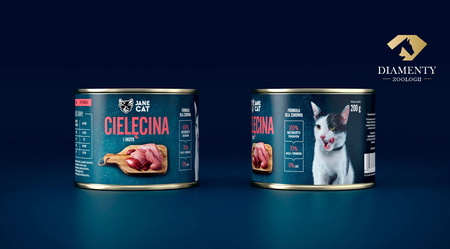 Jane Cat ADULT CIELĘCINA INDYK 6x 200g mokra karma dla kotów, bez zbóż