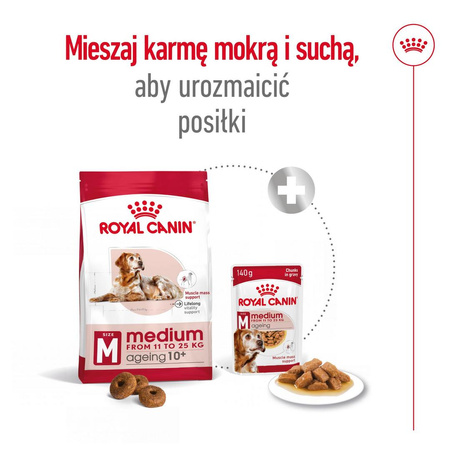 Royal Canin Medium Ageing 10+ 15kg Sucha Karma dla Psów Dojrzałych Powyżej 10 Roku Życia Średnich Ras
