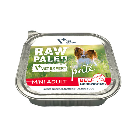 Raw Paleo Pate Mini Adult Beef Tacka 8x150g Mokra Karma Dla Psów Małych Ras z Wołowiną