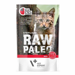 Vet Expert Raw Paleo Sterilised Beef 100g Saszetka Karma Mokra z Wołowiną Dla Kotów Sterylizowanych