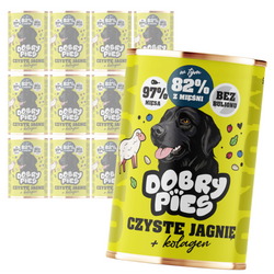 Dobry Pies Mono Jagnięcina 12x400g Monoproteinowa Mokra Karma Dla Dorosłych Psów Z Alergią I Nietolerancją Pokarmową Jagnięcina Z Kolagenem