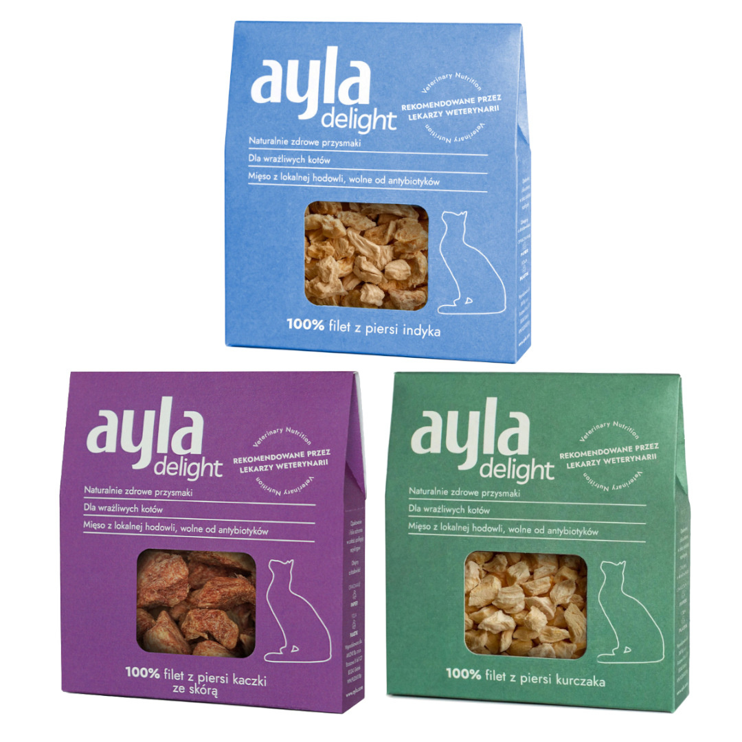 Ayla Delight Filet z Piersi Mix Smaków 3x28g Liofilizowany Przysmak Dla Kota 100% Mięsa