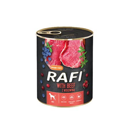 12x400g Rafi Mokra Karma Dla Dorosłych Psów 3 Smaki W Puszce Zestaw