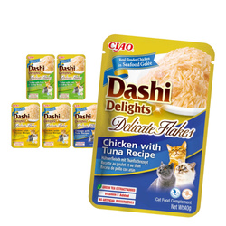 Inaba Cat Dashi Delights Delicate Flakes 6x40g Karma Uzupełniająca Dla Kota Mix 3 Smaków