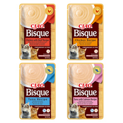 Inaba Cat Ciao Bisque 4x40g Uzupełniająca Karma Dla Kota Zupa Krem Mix Smaków