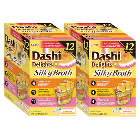 Inaba Cat Dashi Delights Silky Broth 24x40g Karma Uzupełniająca Dla Kota z Kurczakiem Serem i Łososiem