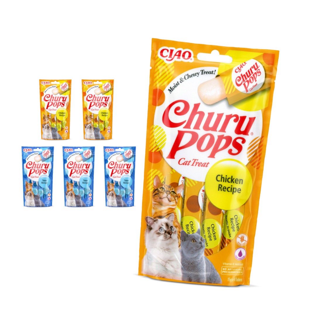 Inaba Cat Churu Pops 6x60g Kremowy Przysmak Dla Kota Kurczak Tuńczyk w Galaretce