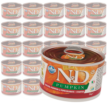 Farmina N&D Dog Chicken Pumpkin Pomegranate Starter 24x140g Mokra Karma Dla Szczeniąt Kurczak Dynia i Granat