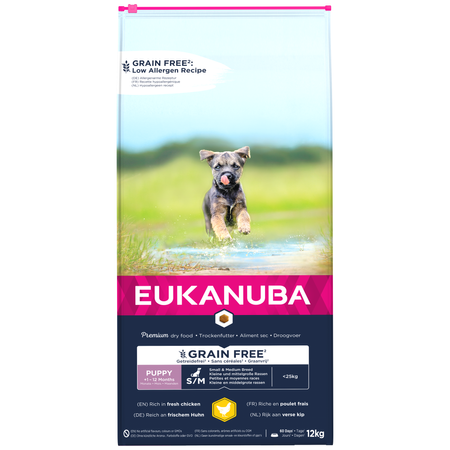 EUKANUBA Puppy z Kurczakiem 12kg Bezzbożowa Sucha Karma Dla Szczeniąt Małych i Średnich Ras