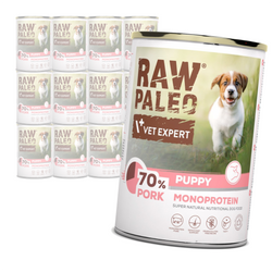 Raw Paleo Puppy Monoprotein 12x400g Mokra Karma Dla Szczeniąt z Wieprzowiną