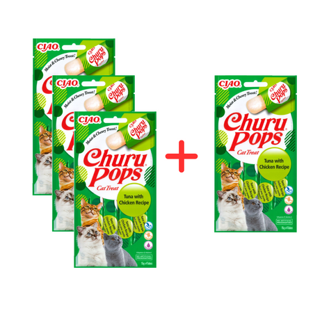 Inaba Cat Churu Pops 4x60g Kremowy Przysmak Dla Kota Galaretka Z Kurczakiem I Tuńczykiem