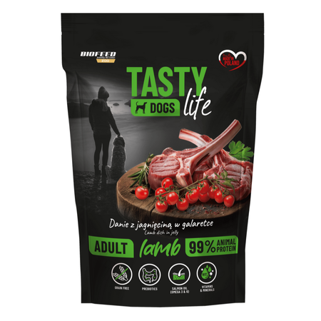 Biofeed Tasty Dogs Life z Jagnięciną w Galaretce 2x500g Bezzbożowa Mokra Karma Dla Psa