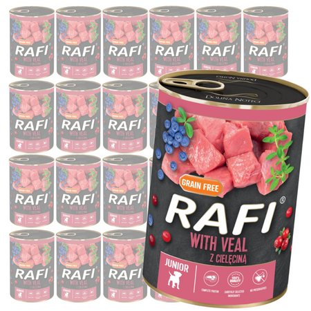 Rafi 24x400g Bezzbożowa Mokra Karma Dla Szczeniąt z Cielęciną