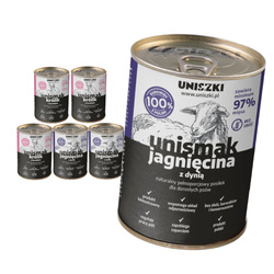 Uniszki Unismak Mix Smaków 6x400g Bezzbożowa Mokra Karma dla Psa Jagnięcina z Dynią i Królik z Burakiem