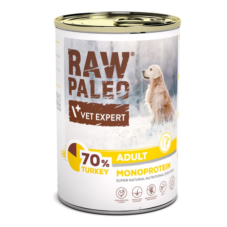 Vet Expert Raw Paleo Adult Monoprotein 6x400g Mokra Karma Dla Psa z Indykiem