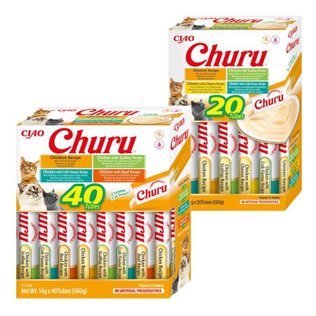 Inaba Cat Churu 60x14g (840g) Kremowy Przysmak Dla Kota Pasta Mix Z Kurczakiem