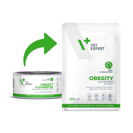 VetExpert Veterinary Diet Obesity Cat 24x100g Mokra Weterynaryjna Karma Dla Kotów Redukująca Nadmierną Masę Ciała