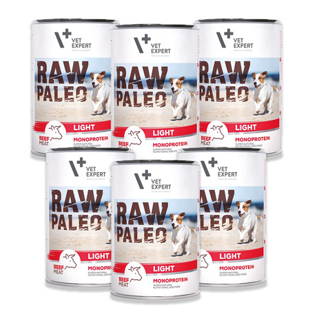 Vetexpert RAW PALEO LIGHT adult beef 6x 400g - niskokaloryczna, z wołowiną