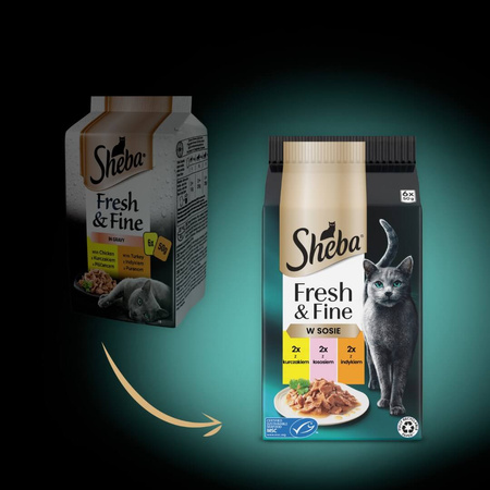 Sheba Fresh & Fine Saszetki 6x50g Mokra Karma Dla Kotów W Sosie Kurczak Łosoś Indyk