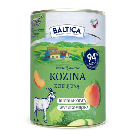 Baltica Kozina z Cielęciną 24x400g Duoproteinowa Bezzbożowa Mokra Karma Dla Psa