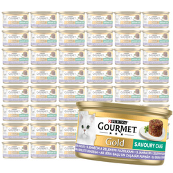 Purina Gourmet Gold z Jagnięciną i Zieloną Fasolką 48x85g Mokra Karma Dla Kota Savoury Cake