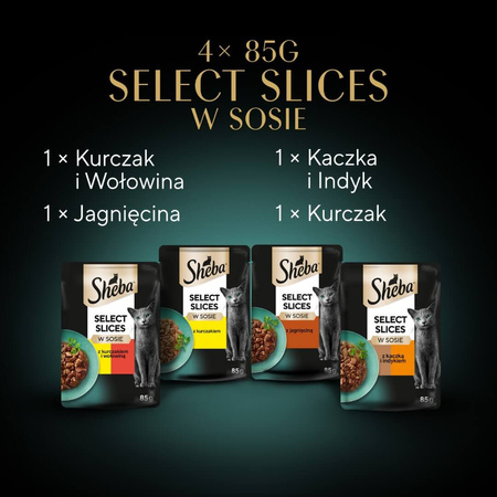 Sheba Selection in Sauce Soczyste Smaki 4x85g Karma Dla Kotów W Sosie Cztery Smaki