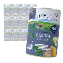 Baltica Gęsina z Indykiem 12x400g Duoproteinowa Bezzbożowa Mokra Karma Dla Psa
