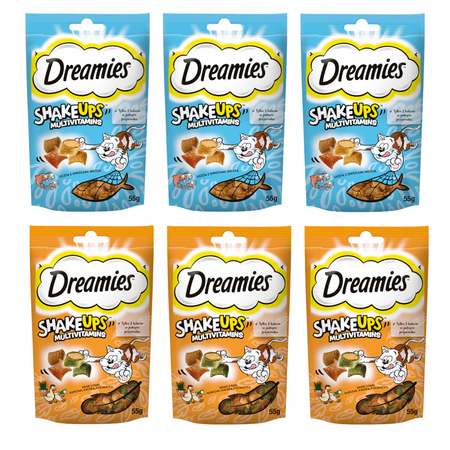 Dreamies Shake Ups Multivitamins 6x55g Przysmak Dla Kota Mix Smaków Kurczak Owoce Morza 