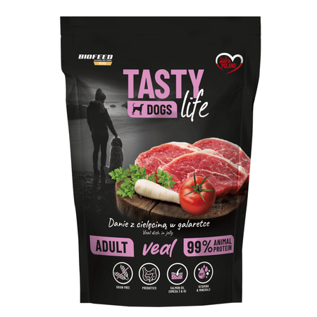 Biofeed Tasty Dogs Life z Cielęciną w Galaretce 10x500g Bezzbożowa Mokra Karma Dla Psa