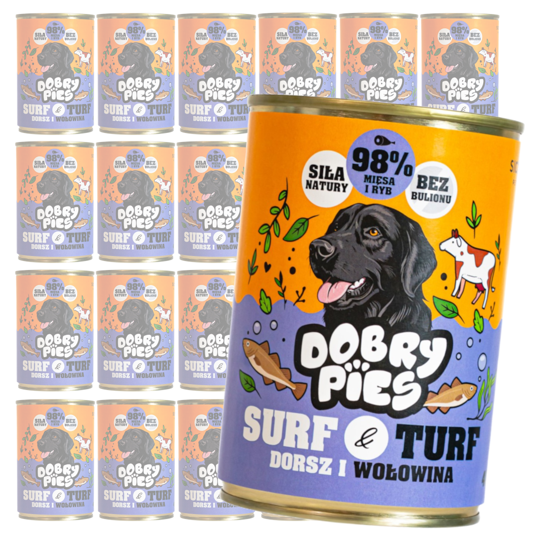 Dobry Pies Surf & Turf Mokra Karma Dla Dorosłych Psów Z Dorszem I Wołowiną