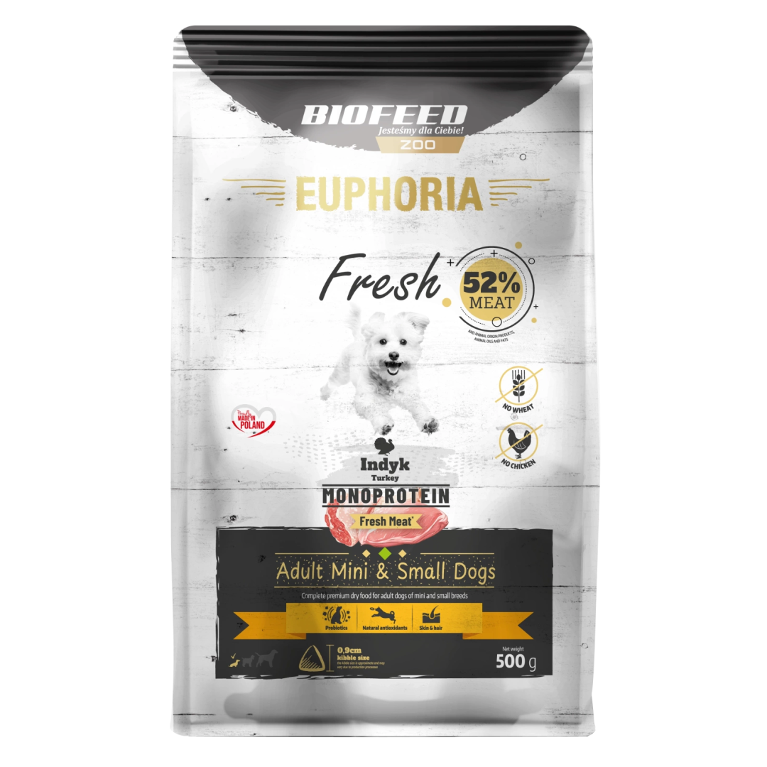 Biofeed Euphoria Fresh Turkey Sucha Monoproteinowa Karma Dla Dorosłych Psów Miniaturowych I Małych Ras Ze Świeżym Indykiem