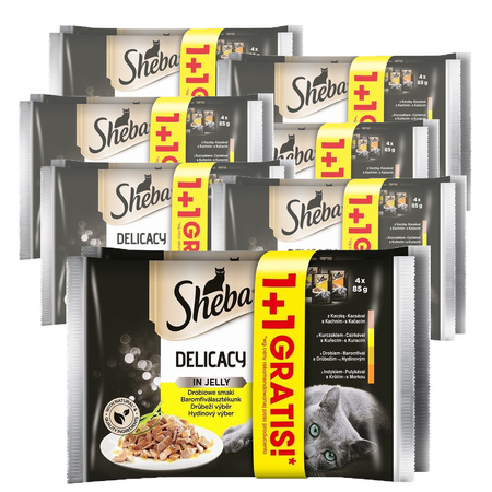 Sheba Saszetka Delicacy Galaretka Smaki Drobiowe 7x 4x85g + 7 opakowań GRATIS