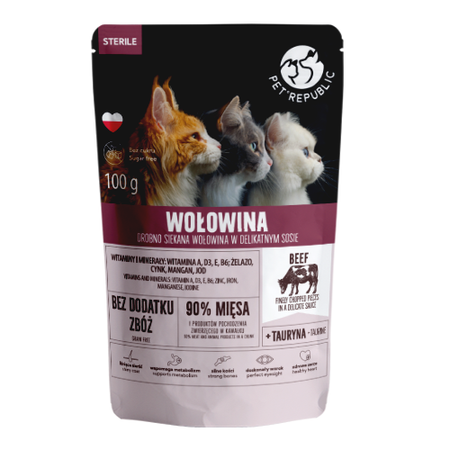 Petrepublic Mokra Karma Dla Kota Wołowina 24x100g Kawałki W Sosie Dla Kotów Sterylizowanych