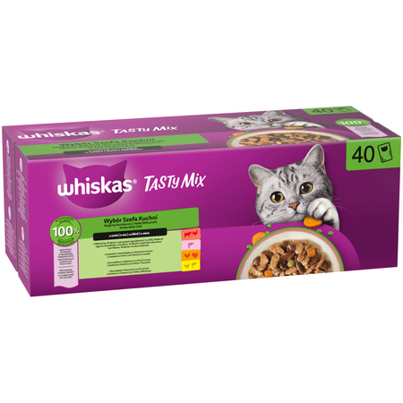 Whiskas Adult 80x85g Mokra Karma Dla Kota Tasty Mix Wybór Szefa Kuchni W Sosie + Rybne Przysmaki W Galaretce