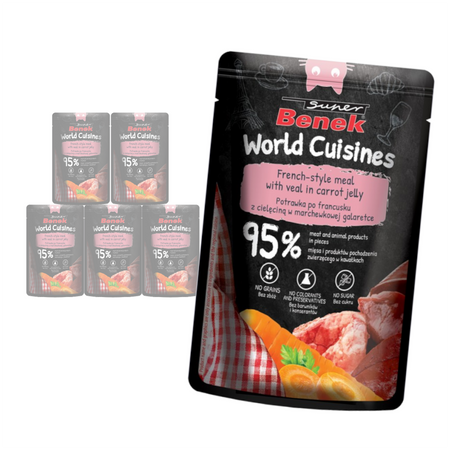 Super Benek World Cuisines 6x100g Mokra Karma Dla Kota Potrawka po Francusku z Cielęciną w Marchewkowej Galaretce